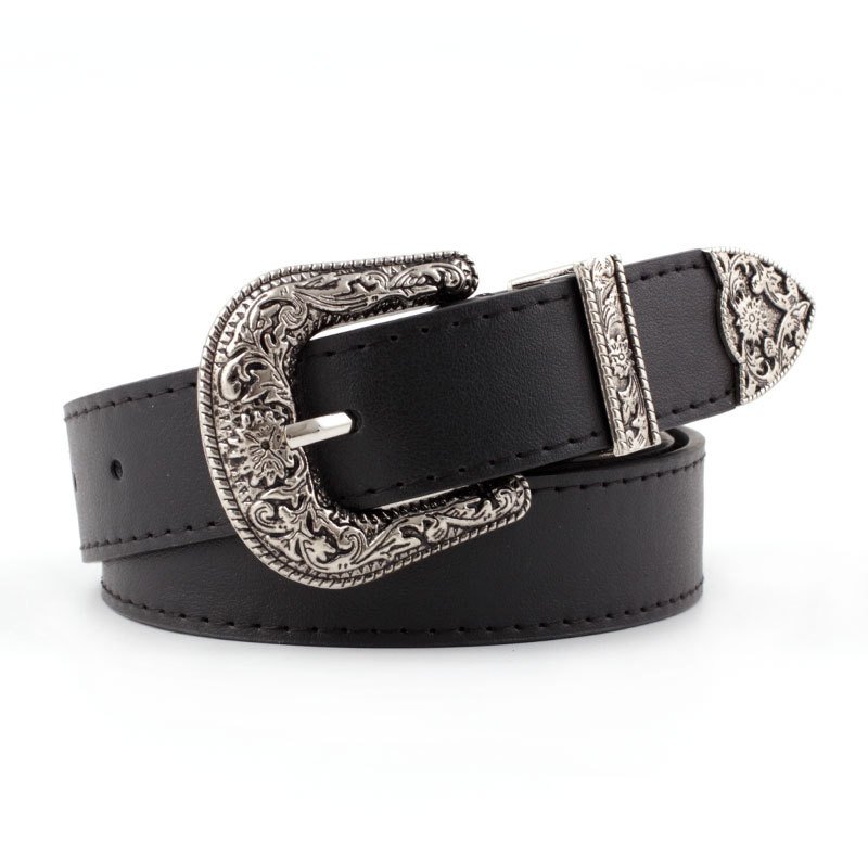 new fashion women's needle buckle three-piece set retro explosive high-quality wide belt women wholesale