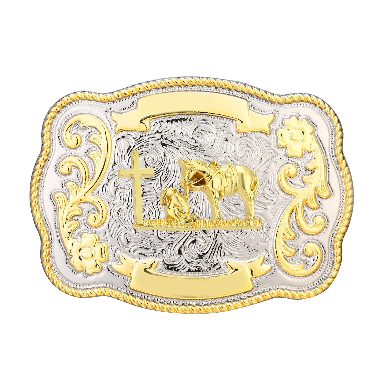 Western Gold Tone Belt Buckle Western Cowboy Cowgirl Vintage Rodeo Belt Buckles for Women