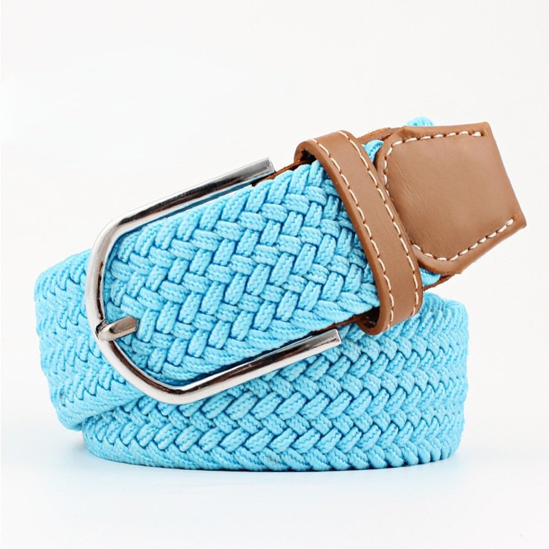 Manufacturers popular woven pattern canvas 107cm belt unisex elastic casual elastic knitted pin buckle belt wholesale