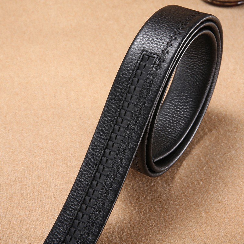 Ratchet Full Grain Genuine Leather Belt No Buckle Strap Without Buckle Belts for 35MM Slide Click Buckle