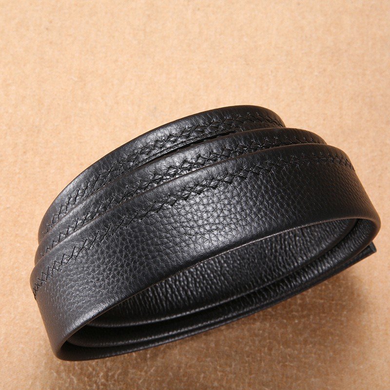 Ratchet Full Grain Genuine Leather Belt No Buckle Strap Without Buckle Belts for 35MM Slide Click Buckle