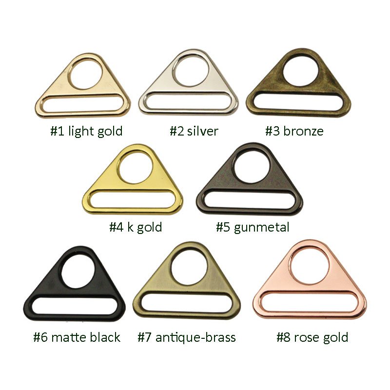 RW 20-50mm Colored Adjuster Triangle Buckle Zinc Alloy Bag Luggage Underwear Hanging Hook Round Hole Connecting D Ring Buckles