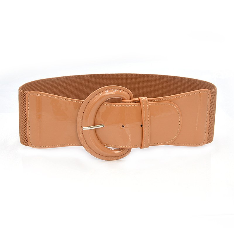 New Design Women's Stretchy Cinch Belt Wide Elastic Waist Belt 3 Inch Vintage Chunky Buckle Belts