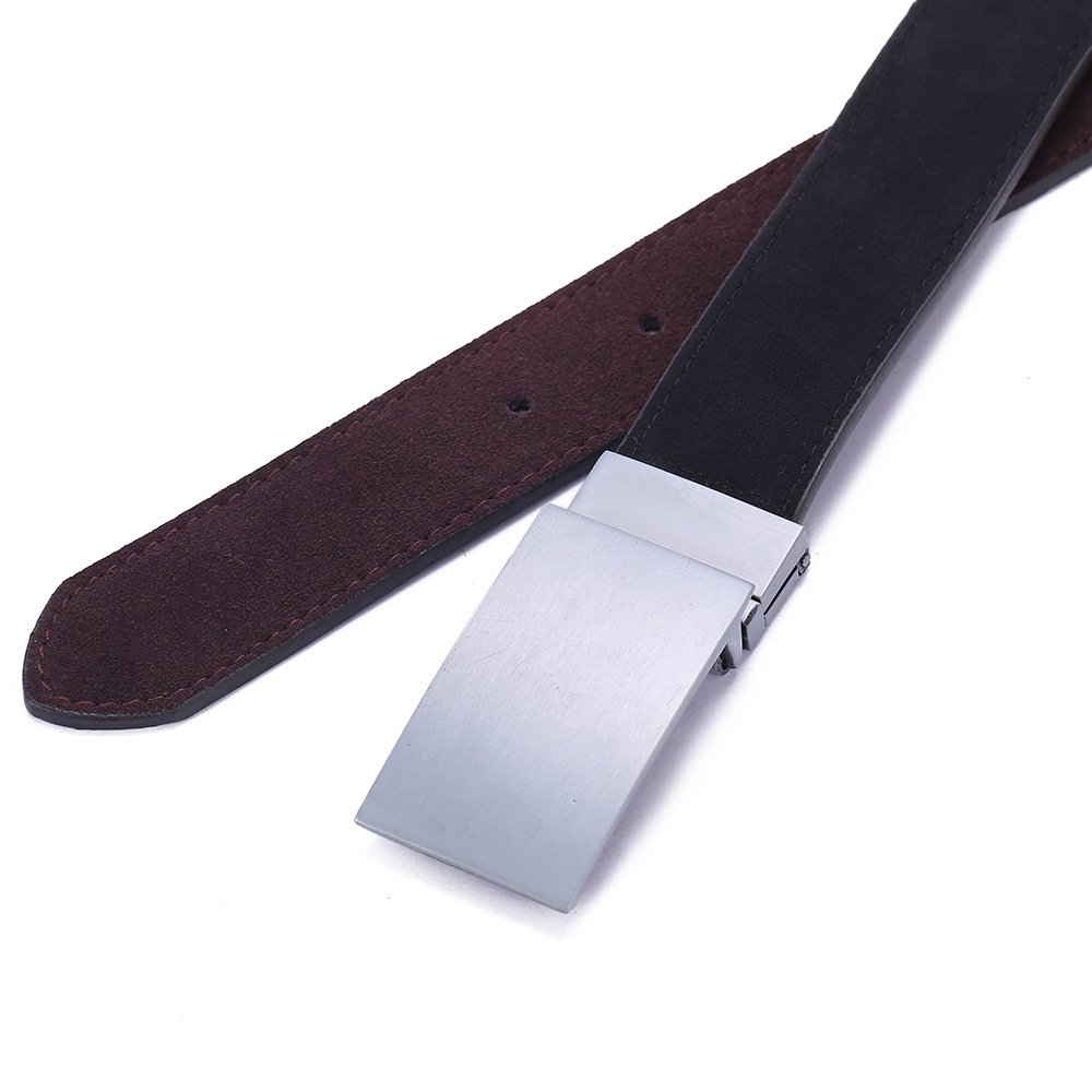 Men's Two-Sided Cowhide Genuine Leather Belt Fashion Casual Rotary Buckle with Automatic Buckle Wholesale from Manufacturers