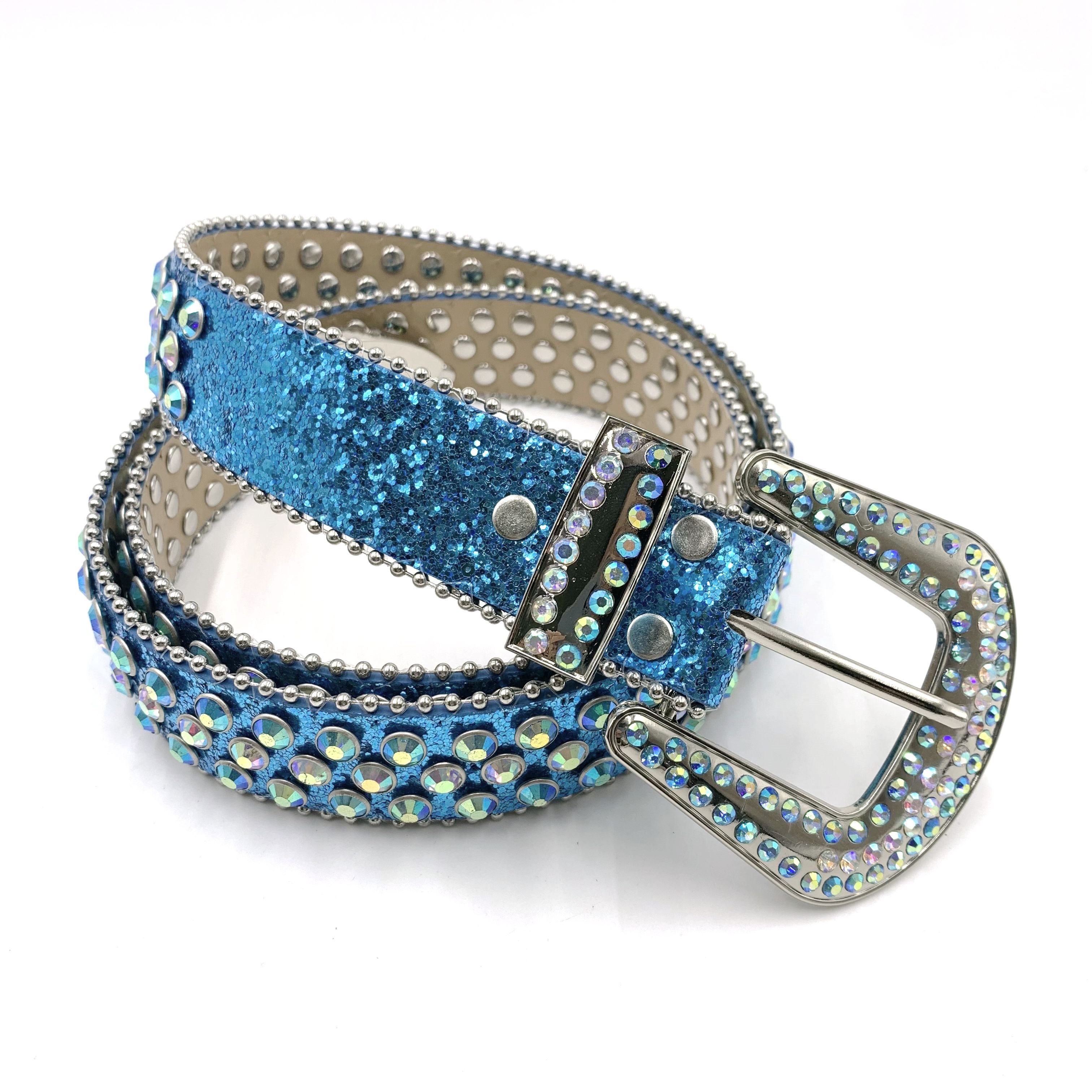 2023 new fashion bling crystal belt with alloy buckle cowboy PU belt western men and women diamond Rhinestone belt