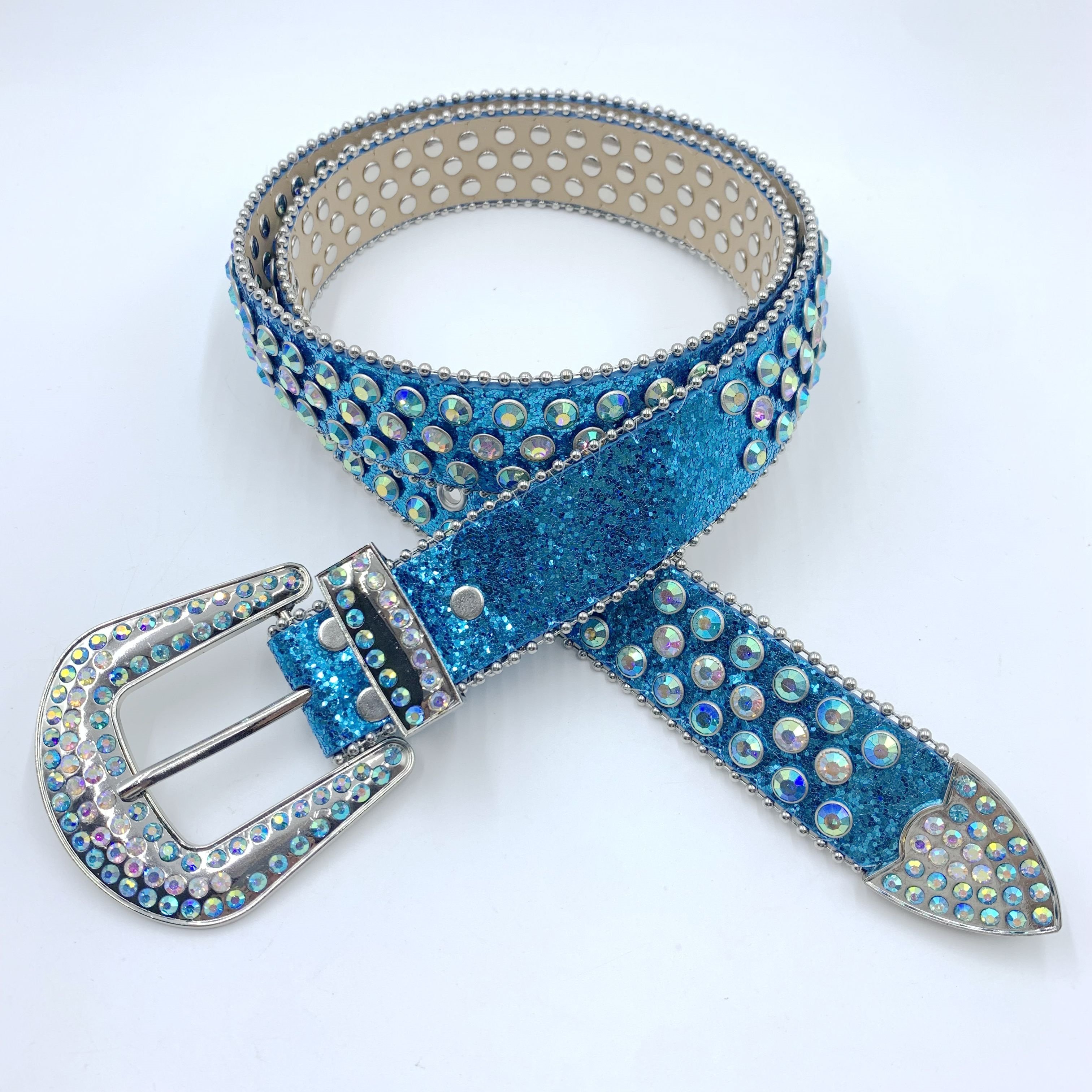 2023 new fashion bling crystal belt with alloy buckle cowboy PU belt western men and women diamond Rhinestone belt