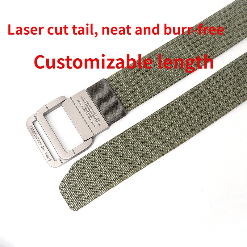 Outdoor double-ring zinc alloy buckle custom logo woven nylon breathable canvas belt men's sports wear-resistant fashion belt