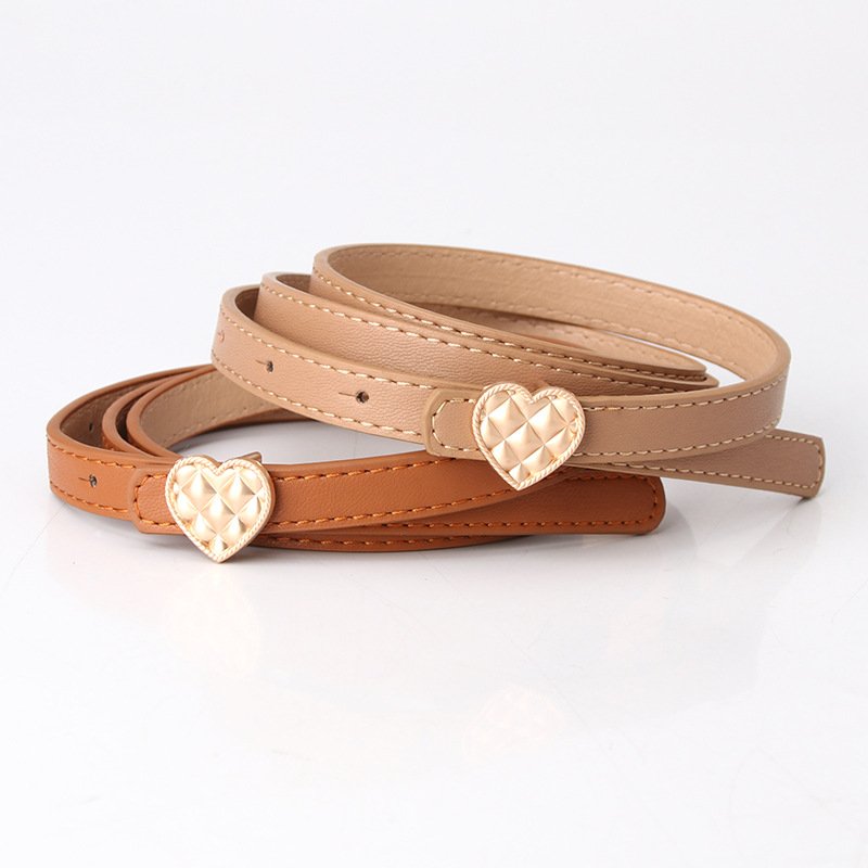 2024 fashion loving heart buckle custom luxury candy color trousers pants ladies pu leather belts for women