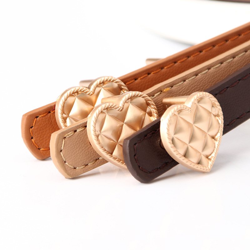2024 fashion loving heart buckle custom luxury candy color trousers pants ladies pu leather belts for women