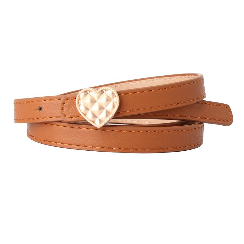 2024 fashion loving heart buckle custom luxury candy color trousers pants ladies pu leather belts for women