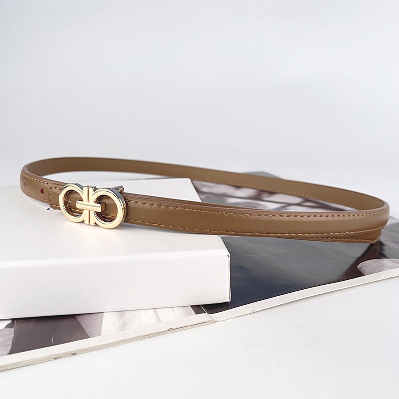 Luxury Genuine Leather Colorful Belts Retro Classic Buckle Thin Cowhide Waist Belt Decoration Jeans