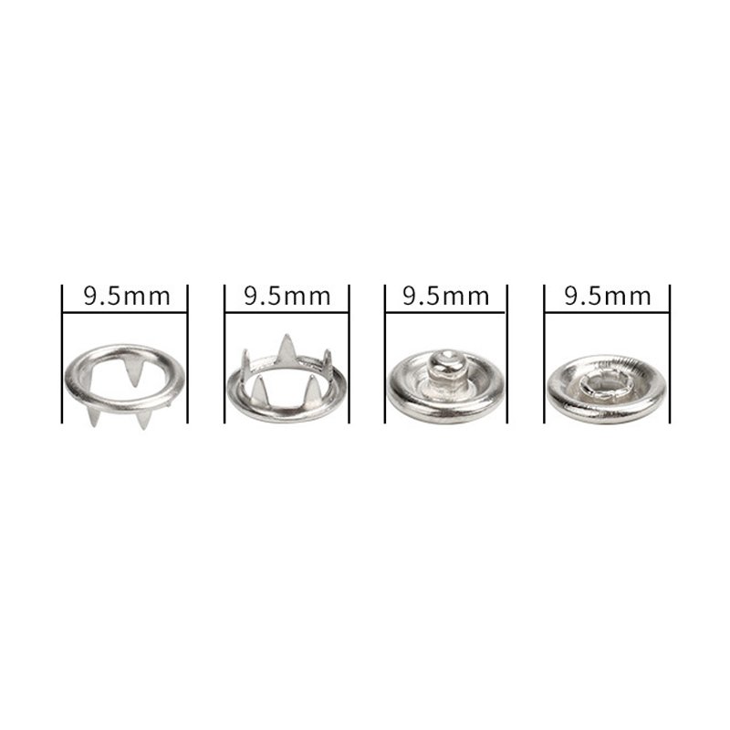 Stainless Steel Metal Snaps 100 SETS + Pliers Buttons Tool Leather Rivets Button Rivet Hollow Five-grab Snap Invisible Buckle