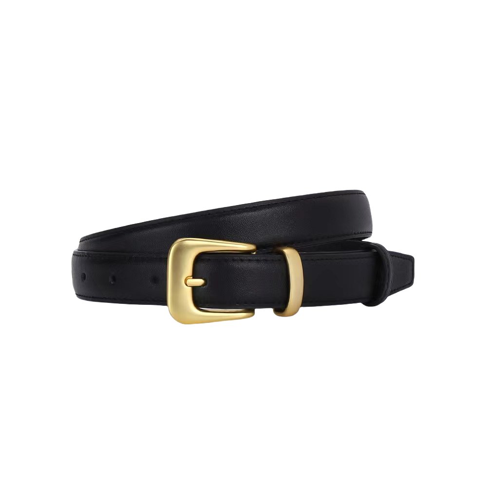 Wholesale High Quality Cow Hide Leather Waist Belt Custom Designed Fashionable Gold Alloy Pin Buckle for Women for Jeans