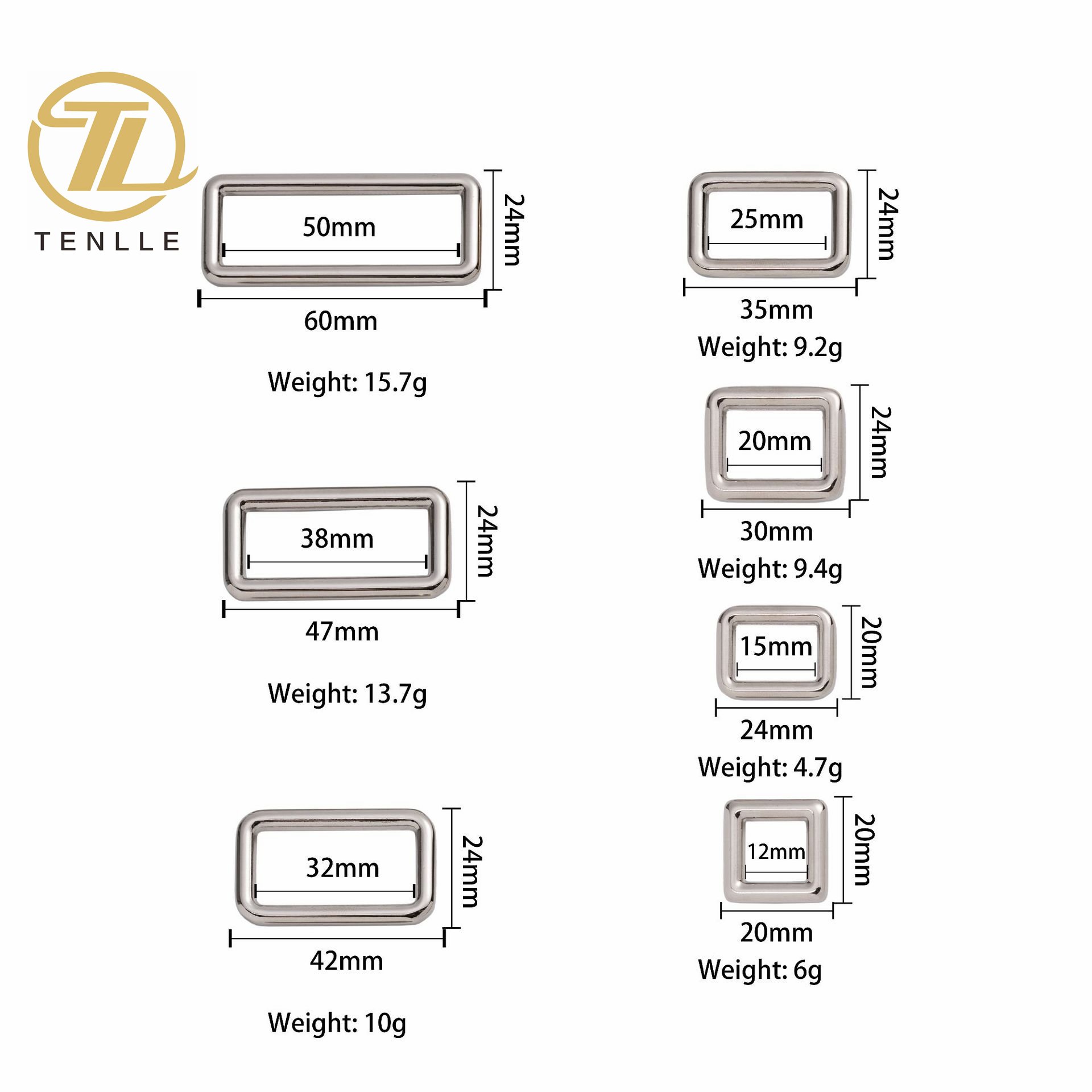 High quality solid zinc alloy belt hook rectangular ring square buckle
