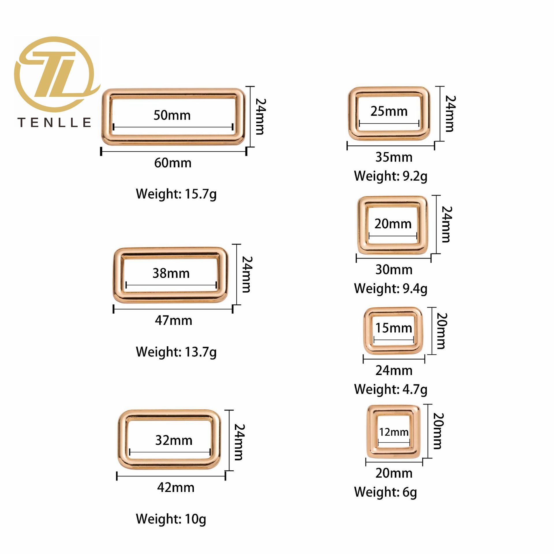 High quality solid zinc alloy belt hook rectangular ring square buckle