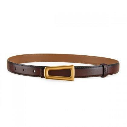 Women's Casual Style Thin PU Leather Belt Wholesale Explosion-Style Double C Triumph Buckle Fashionable Accessory