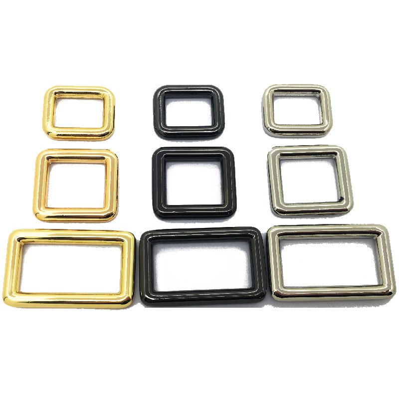 Webbing Belt Shoulder Strap Fix Metal Adjuster Square Slider Ring Rectangle Buckle For Bags