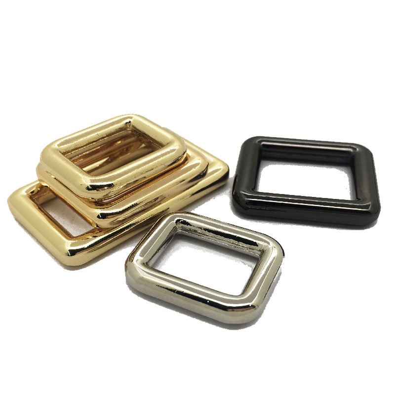 Webbing Belt Shoulder Strap Fix Metal Adjuster Square Slider Ring Rectangle Buckle For Bags