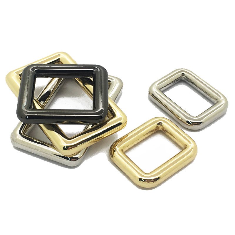 Webbing Belt Shoulder Strap Fix Metal Adjuster Square Slider Ring Rectangle Buckle For Bags