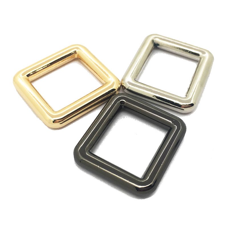 Webbing Belt Shoulder Strap Fix Metal Adjuster Square Slider Ring Rectangle Buckle For Bags