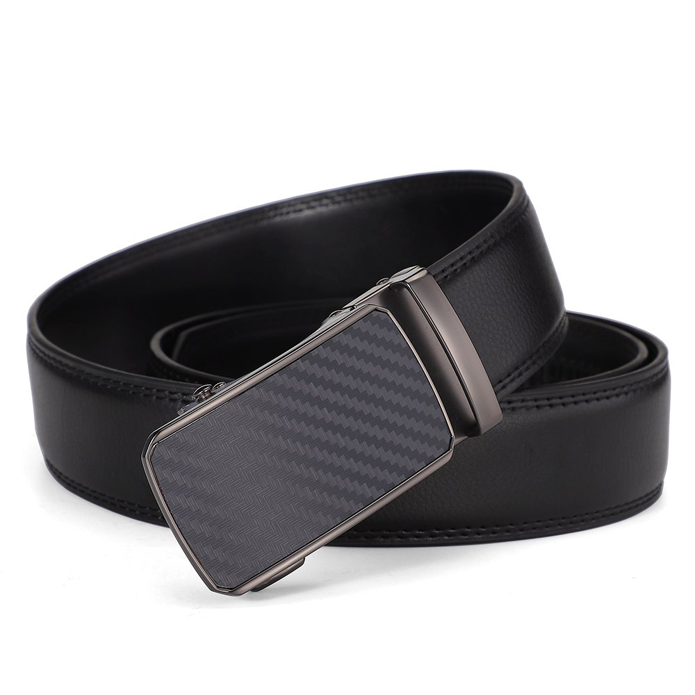 Men's Genuine Cowhide Leather Belt New Adjustable Leisure Automatic Buckle Reversible Business/Casual Ratchet Design Custom