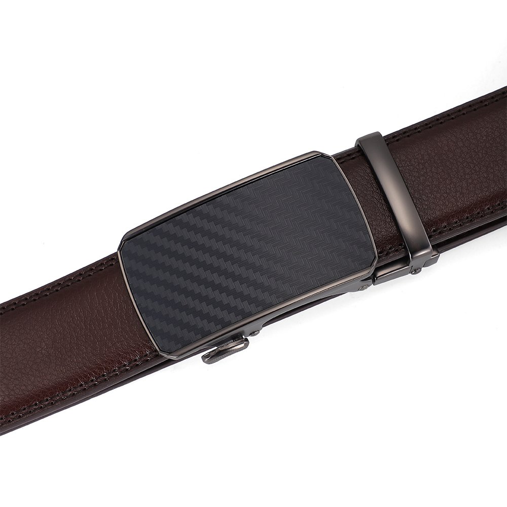 Men's Genuine Cowhide Leather Belt New Adjustable Leisure Automatic Buckle Reversible Business/Casual Ratchet Design Custom