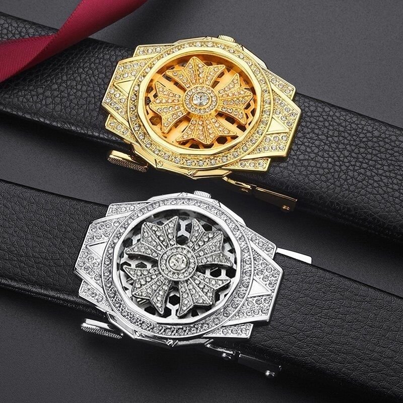 Men's genuine leather belt automatic buckle belt, cowhide belt, simple fashion waistband