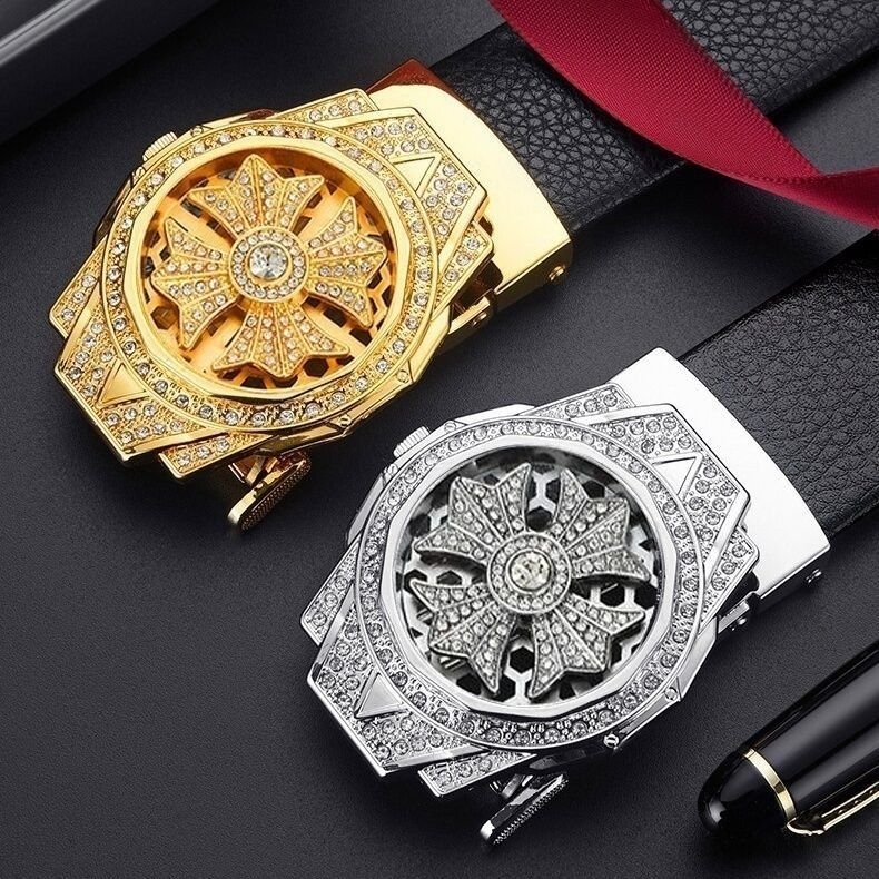 Men's genuine leather belt automatic buckle belt, cowhide belt, simple fashion waistband