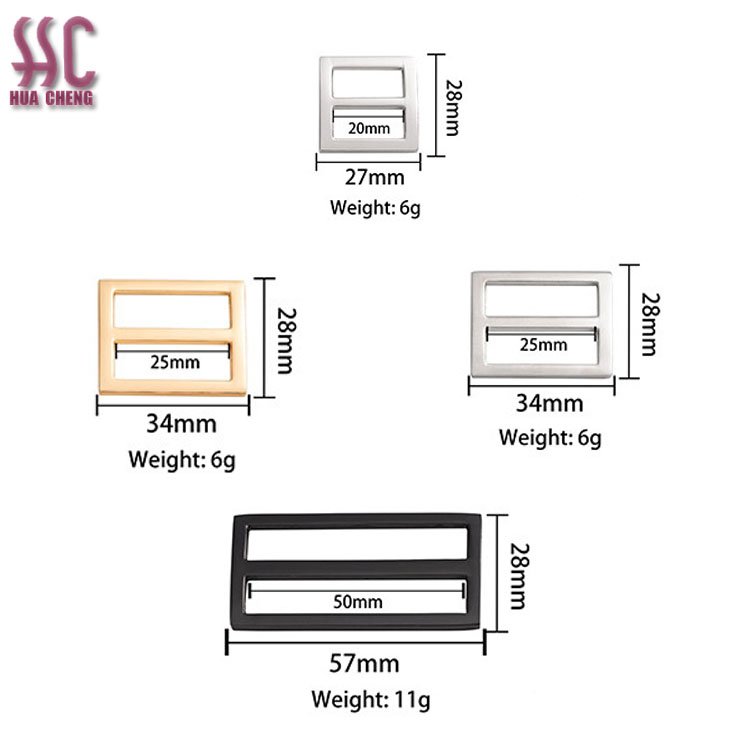 20-38mm Adjuster Slide Buckle Bags Hardware Accessories Square Rectangle Tri-glide Adjust Roller Pin Buckle for Garment
