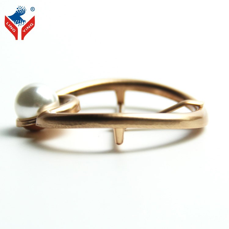 Fashion Pretty Gold Clothing Decor Buckle Center Bar Pearl Pin Buckle