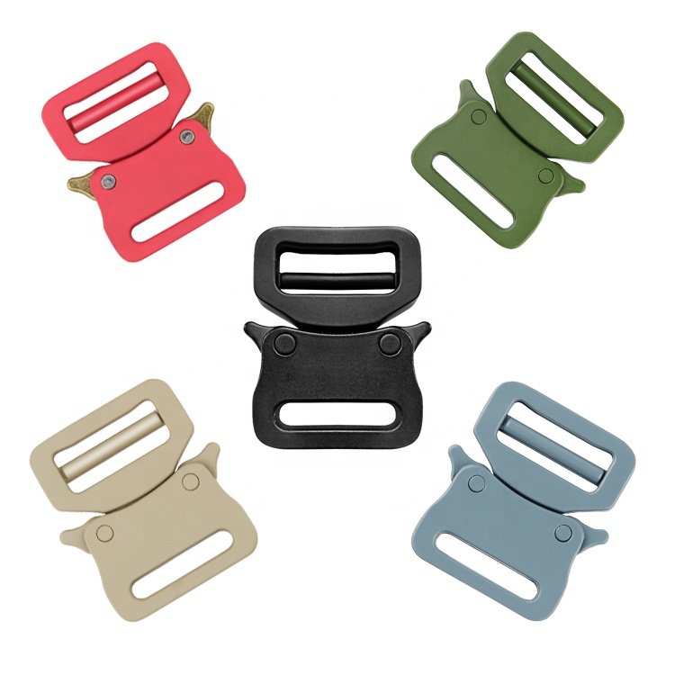 25mm metal colorful adjustable buckle for webbing 1inch tactical Quick Release Buckle for Bag Strap metal strap bag clip buckle