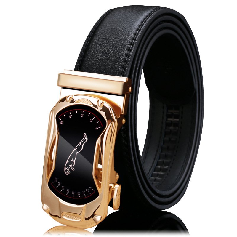 Hot Sales Automatic Buckle Two-Layer Men's Genuine Cowhide Leather Belt for Business Casual Fashion Wholesale Factory Direct
