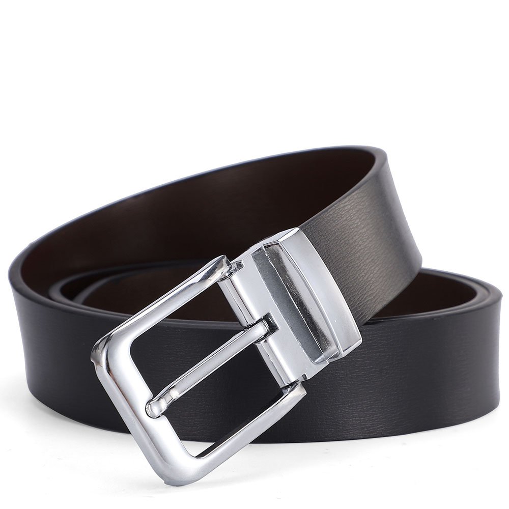 Men's Cowhide Leather Belt with Pin Buckle Double-Sided Custom Length for Leisure Work-Direct from Manufacturer's Wholesale