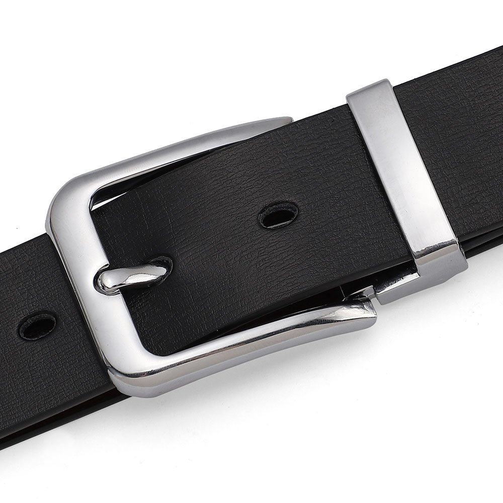 Men's Cowhide Leather Belt with Pin Buckle Double-Sided Custom Length for Leisure Work-Direct from Manufacturer's Wholesale