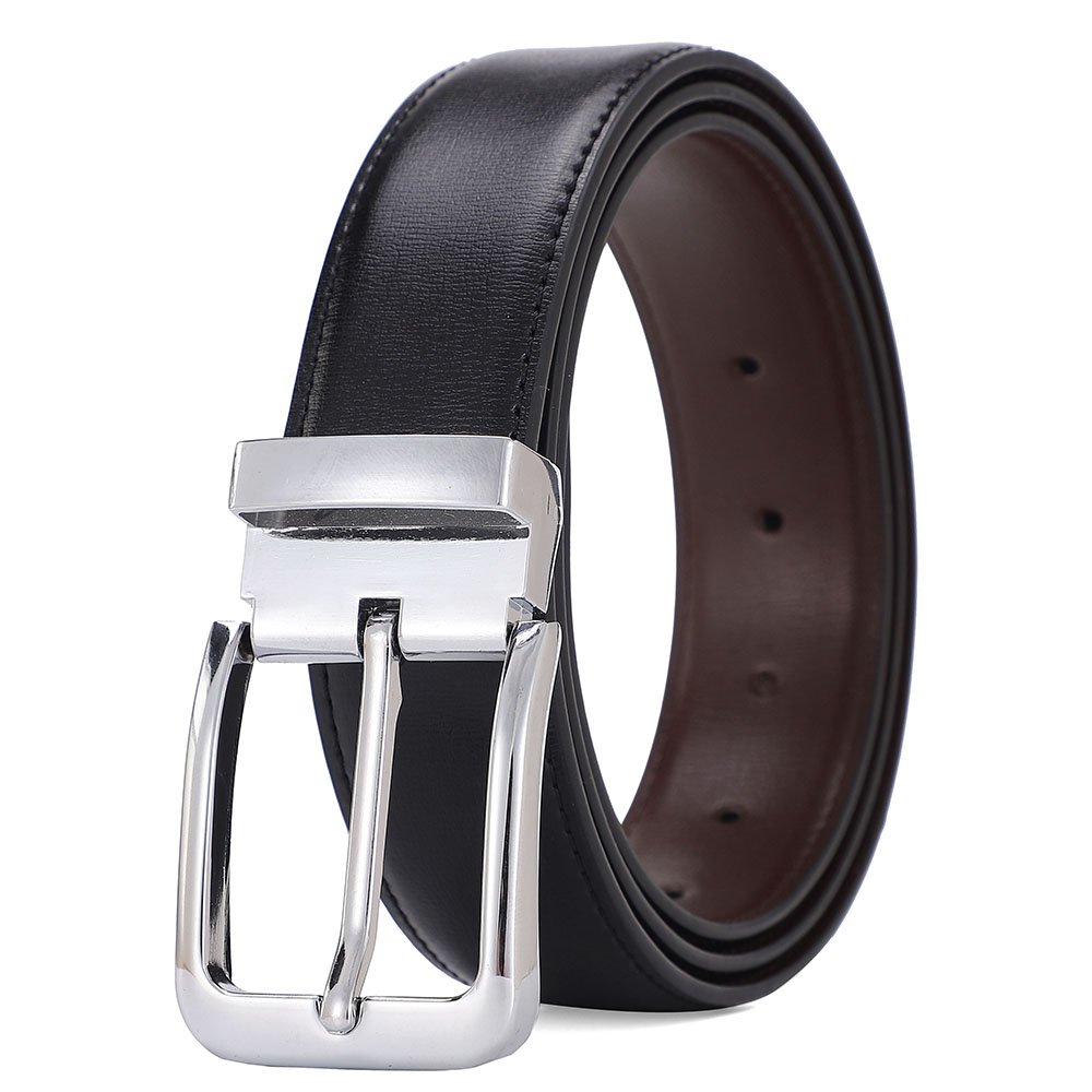 Men's Cowhide Leather Belt with Pin Buckle Double-Sided Custom Length for Leisure Work-Direct from Manufacturer's Wholesale