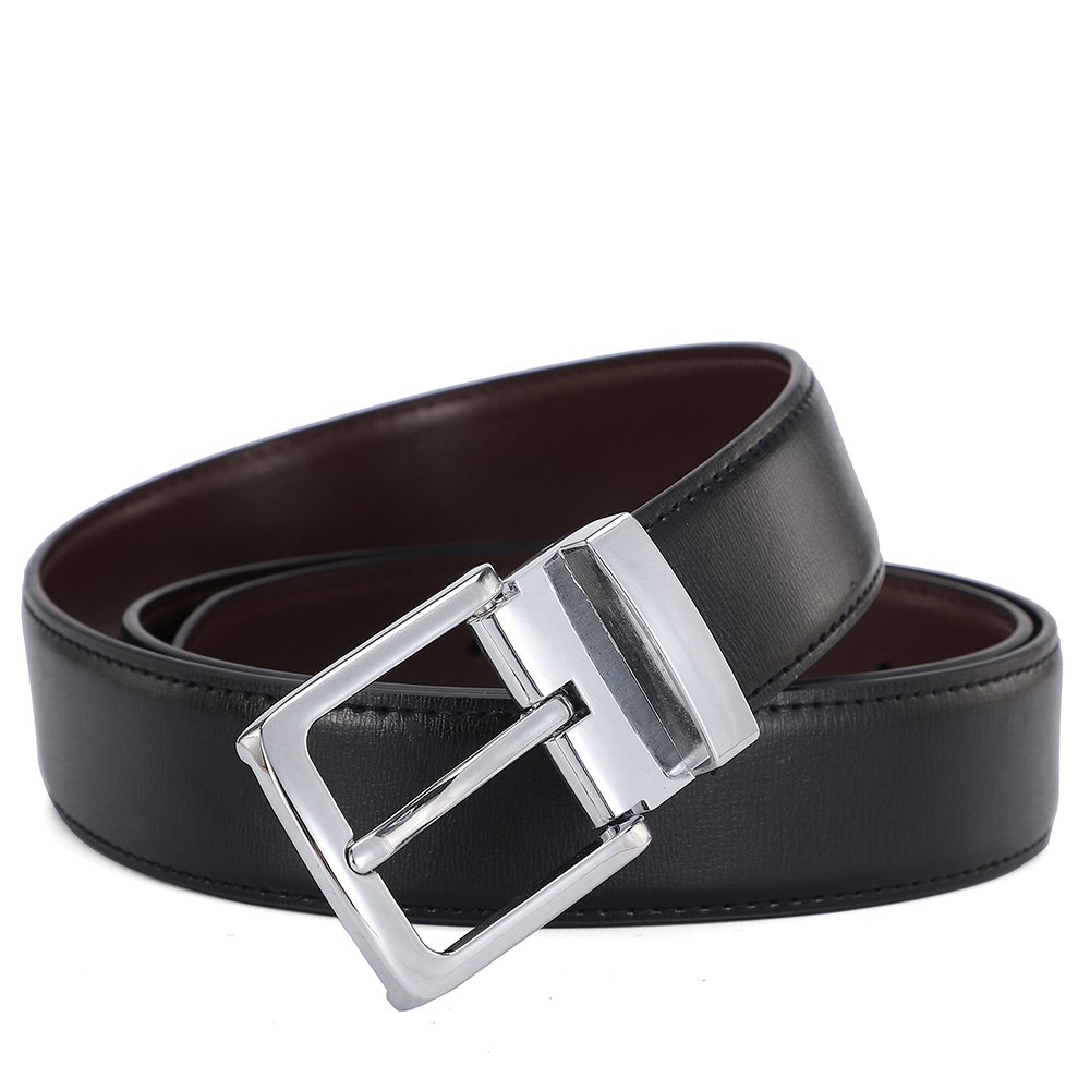 Men's Cowhide Leather Belt with Pin Buckle Double-Sided Custom Length for Leisure Work-Direct from Manufacturer's Wholesale