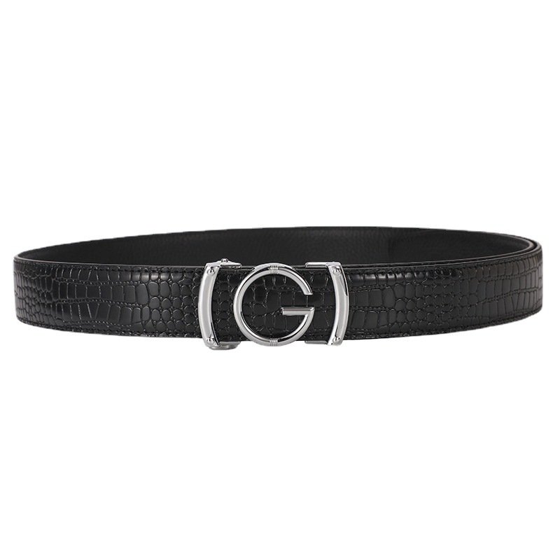 New Luxury Men's Crocodile Design Automatic G Buckle Business Casual Genuine Cowhide Leather Belt Fashionable