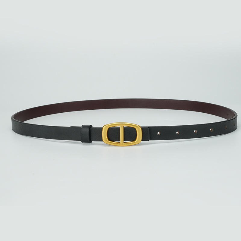 2024 New Women's Genuine PU Leather Belts with Smooth Gold Alloy Buckle Casual & Business Styles Genuine Accessory
