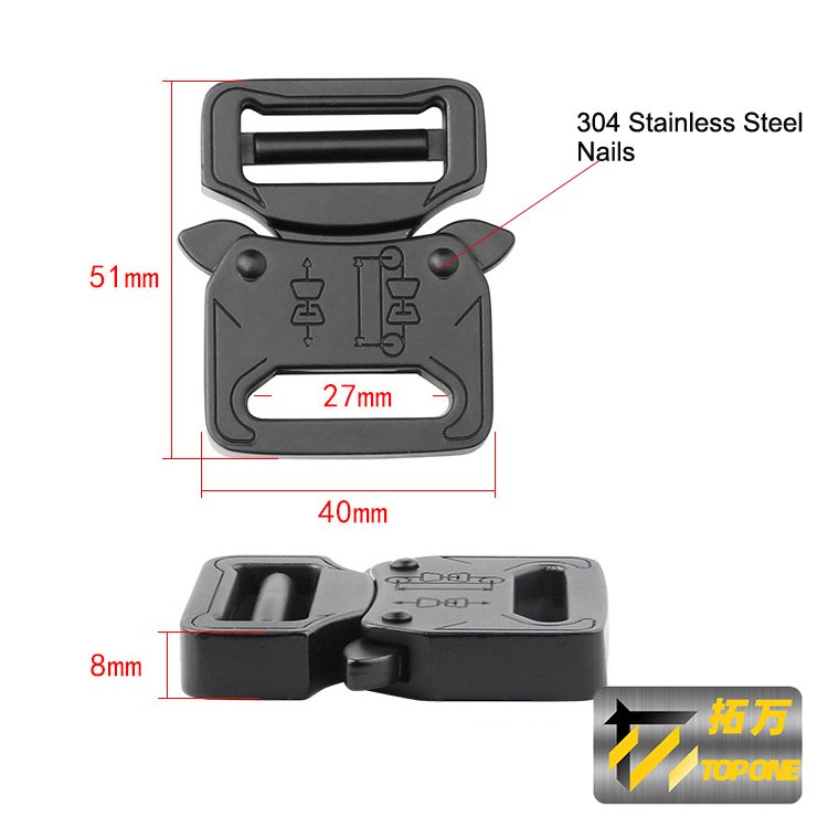 Manufacturer Supply Engraved Logo Black Backpack Quick Release Belt Buckle