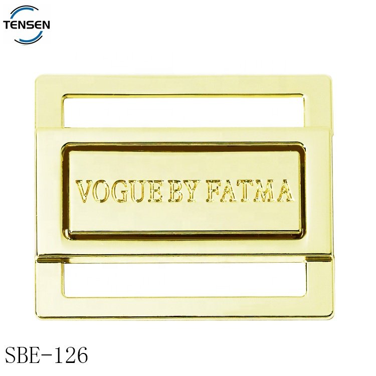 Fashion bikini closure buckle making customized engraved letter straps adjuster metal connector for swimwear accessory