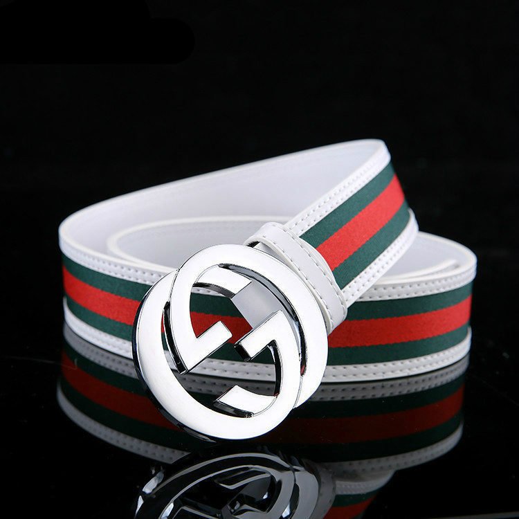 in Stock Versatile Simple Fashion Cow Hide Leather Double G Belt with Alloy Buckle for Men and Women for Jeans Waistband Use