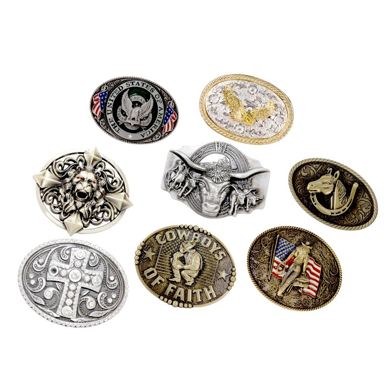 Wholesales Dual Plating Belt Buckle Western Cowboy Shiny Gold Silver Belt Buckle