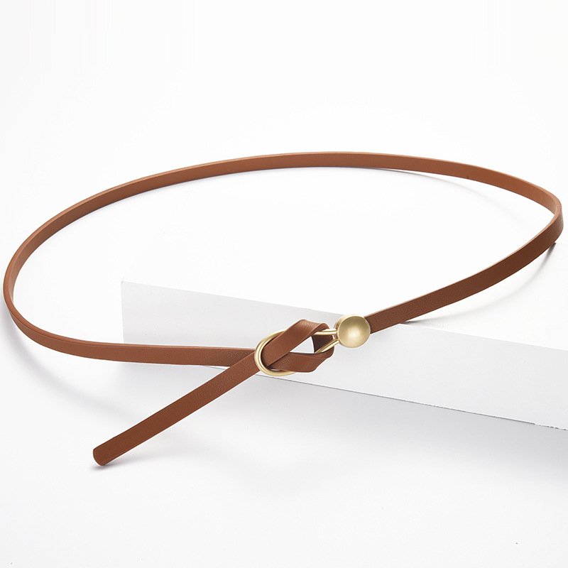 Ladies Fashion Water Drop Buckle Knotted Pu Belt With Skirt Sweater Suit Coat Waist Decoration Slim Slim Belt