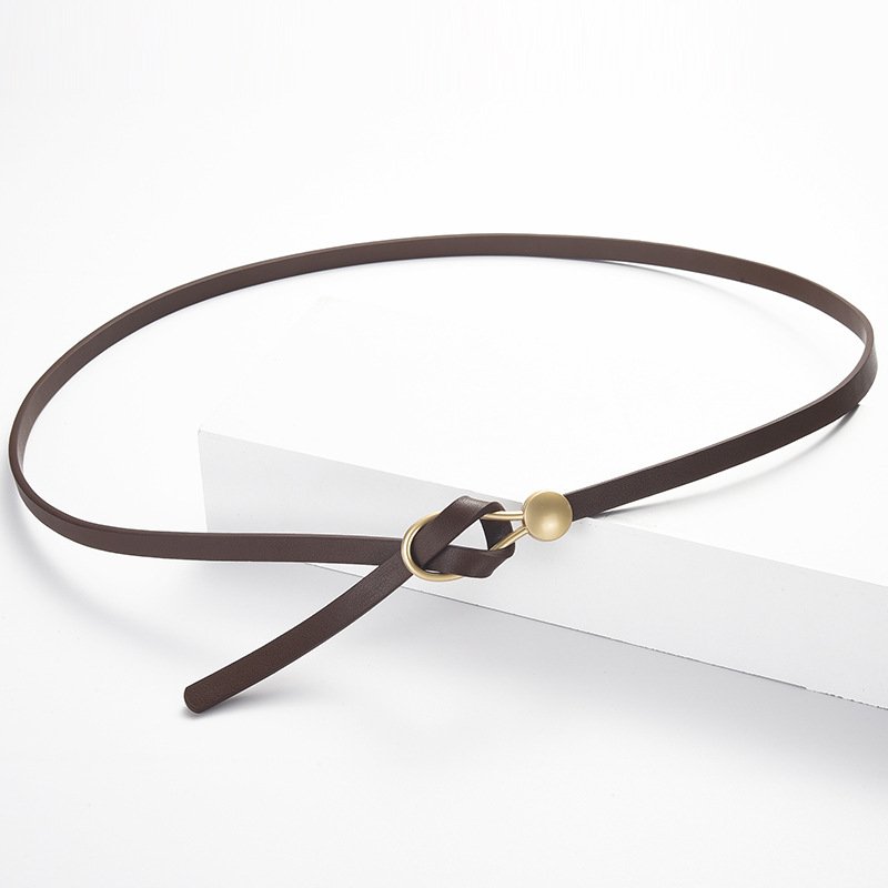 Ladies Fashion Water Drop Buckle Knotted Pu Belt With Skirt Sweater Suit Coat Waist Decoration Slim Slim Belt