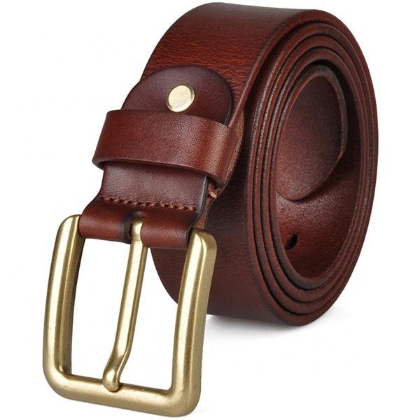 Trendy Business Type Men's Formal Leather Belt With Gold Plated Buckle