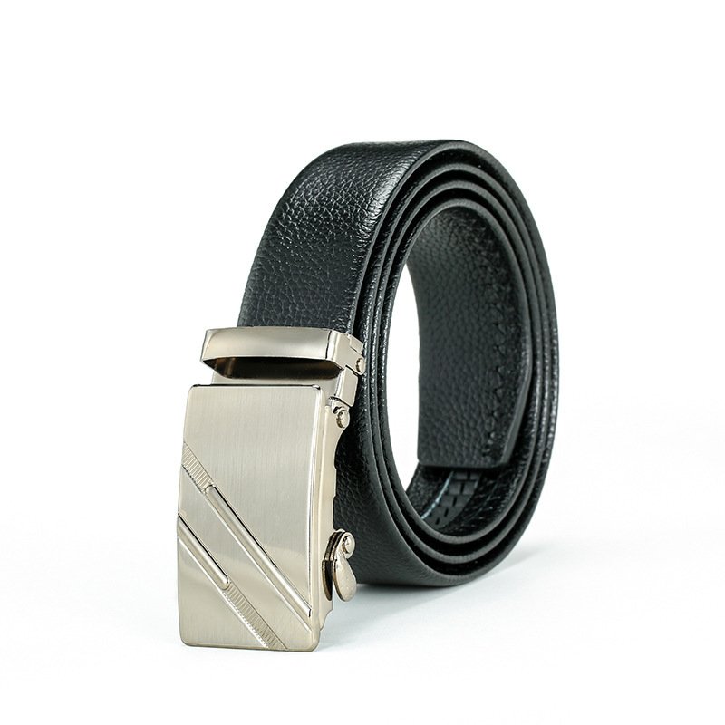 Automatic iron buckle strong pu man belt hot sell cheap price business pu material belt custom logo belt for man