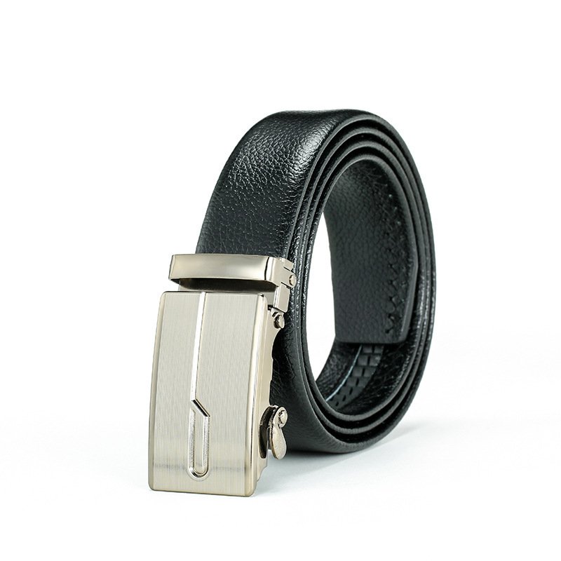 Automatic iron buckle strong pu man belt hot sell cheap price business pu material belt custom logo belt for man