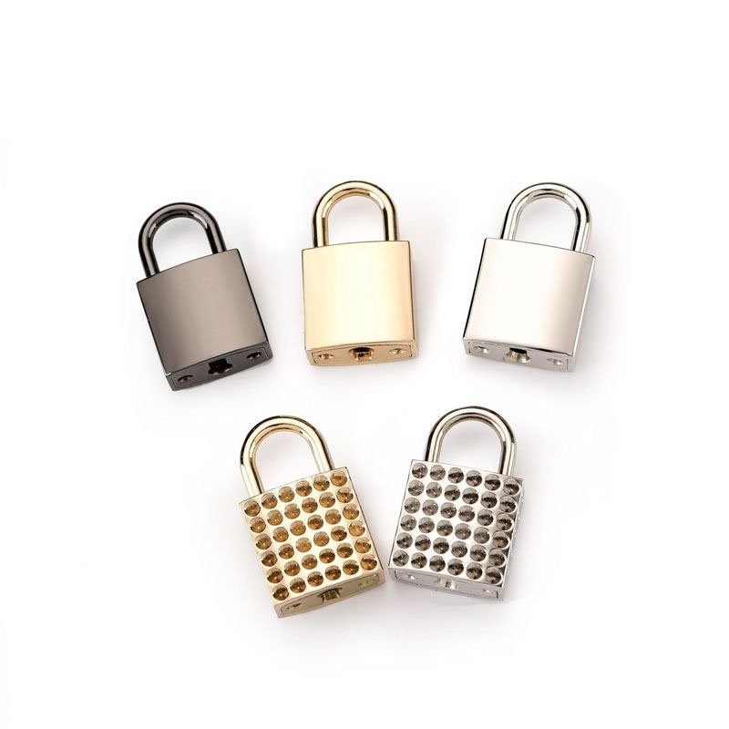 Custom fashion small square metal leather bag decorative padlock with key for diary book buckle locks