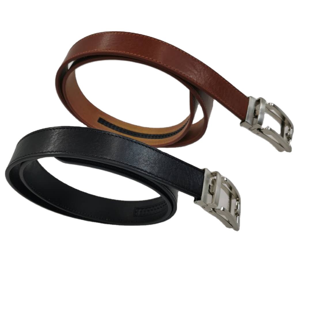 Superior Quality Men's belt Real leather belt metal Rachet Automatic buckle Smooth Leather Business style belt for men