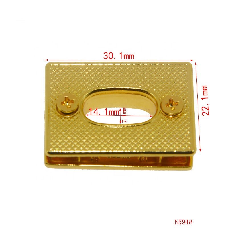 Supplier custom handbag turn lock rectangle shape twist buckle closure 30mm medium size clasp for bags